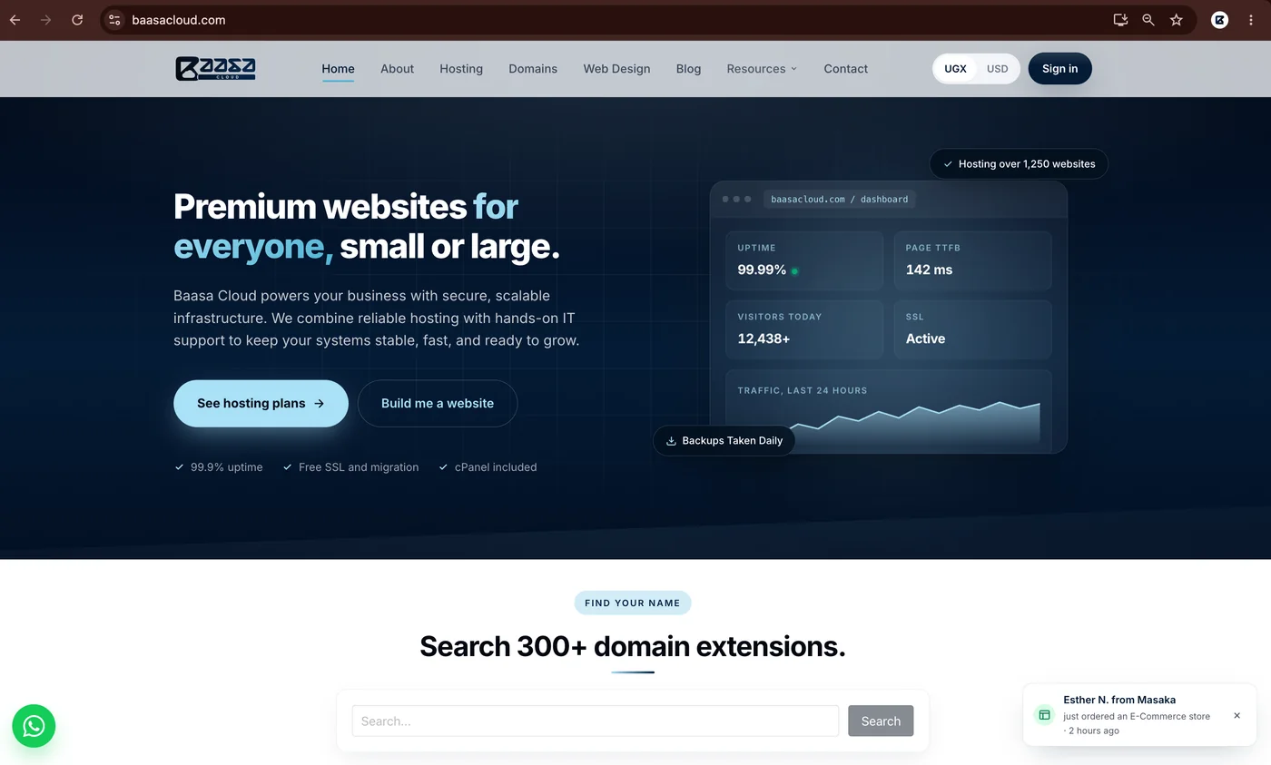 Baasa Cloud website