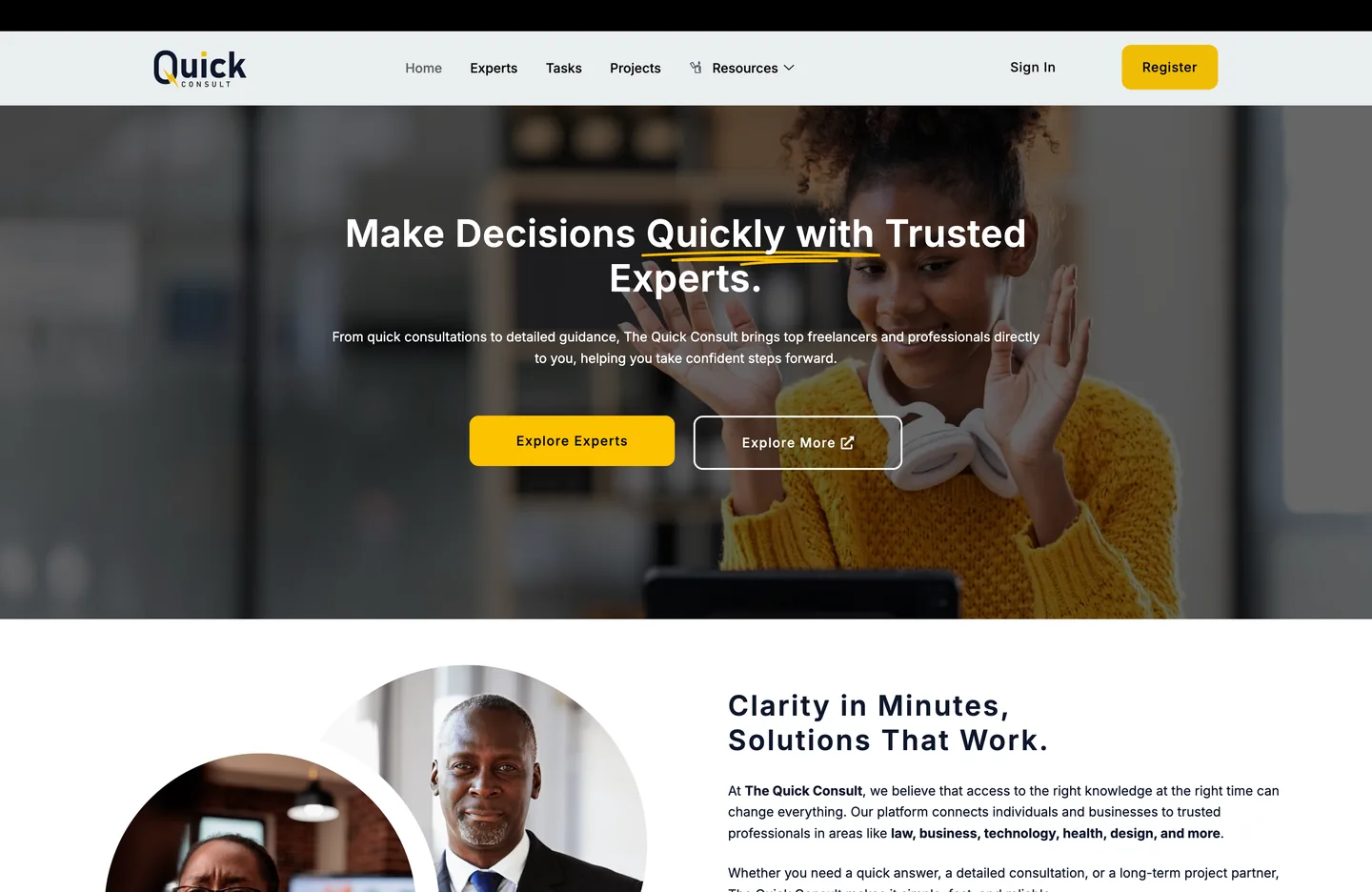 The Quick Consult homepage