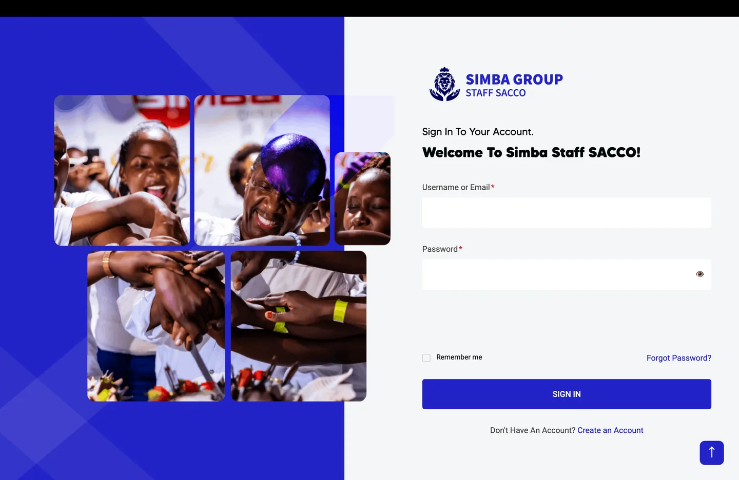 Simba Staff SACCO homepage