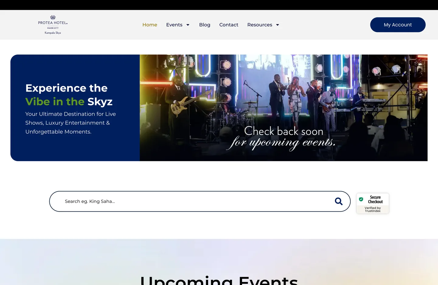 Skyz Hotel Events homepage