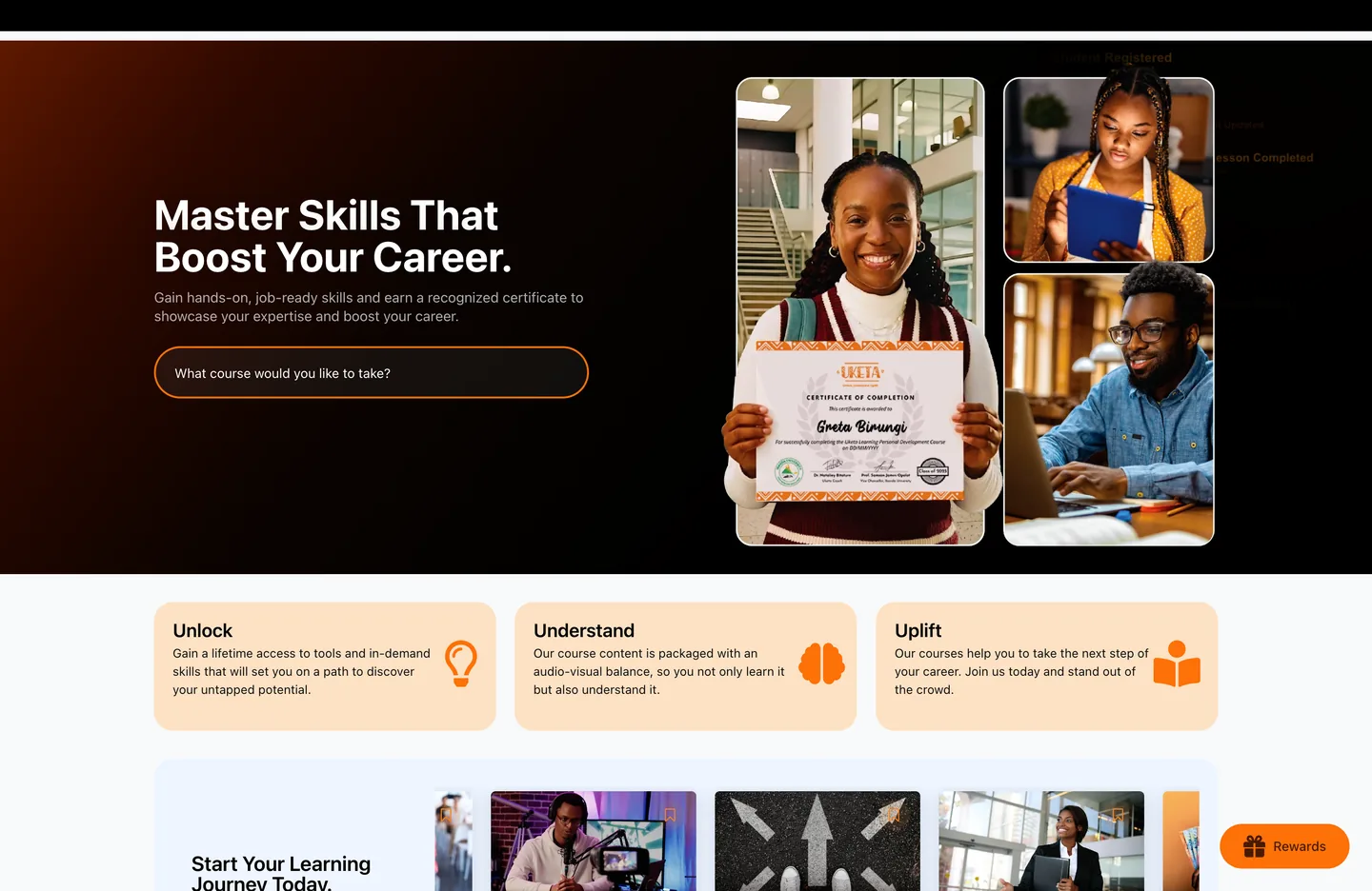 Uketa Learning homepage